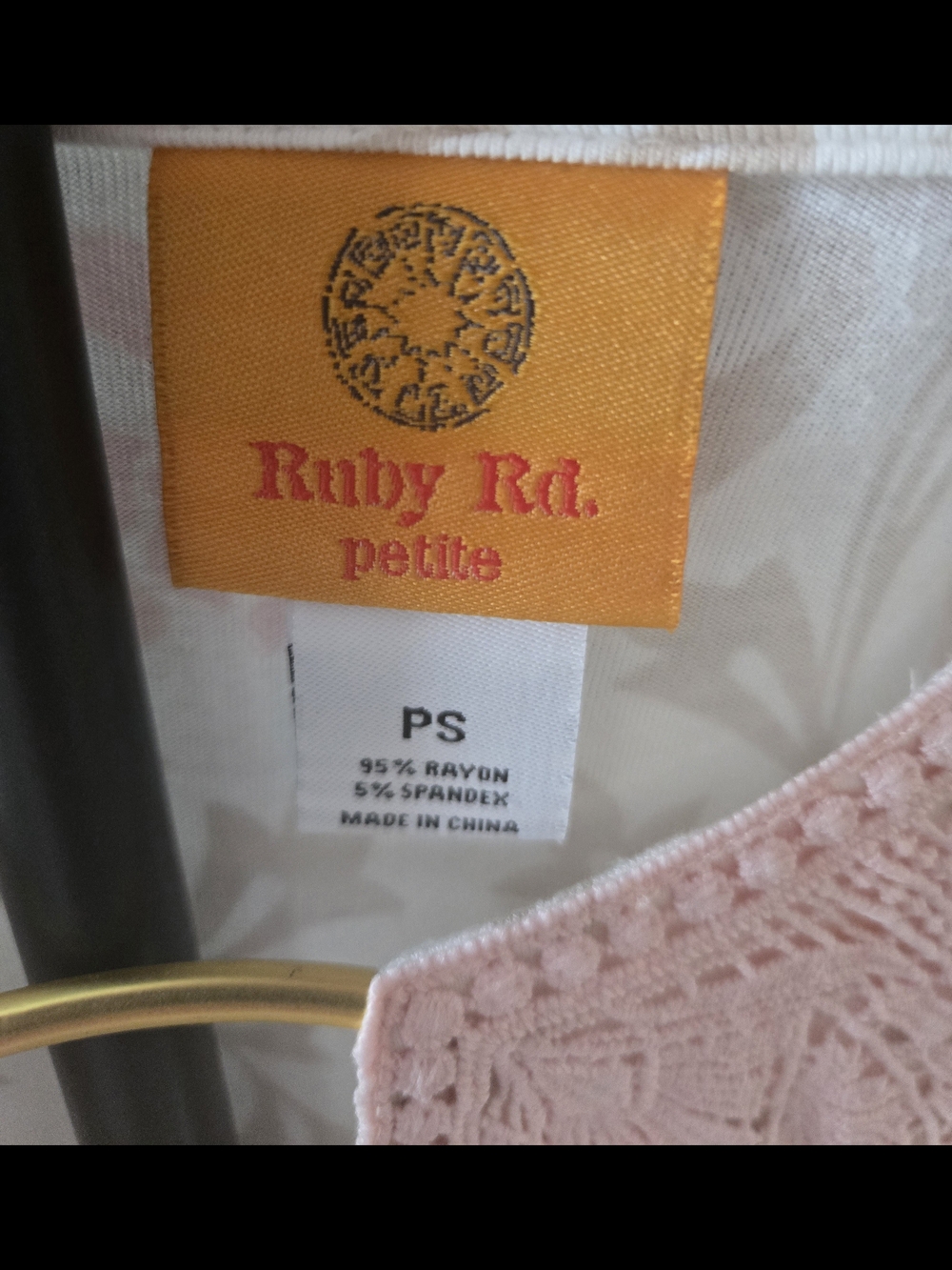 Ruby Rd. Cream Tunic with Pink Lace-Trimmed V-Neck - Picture 2 of 4